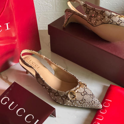 Crystal Embellished Slingback Heels