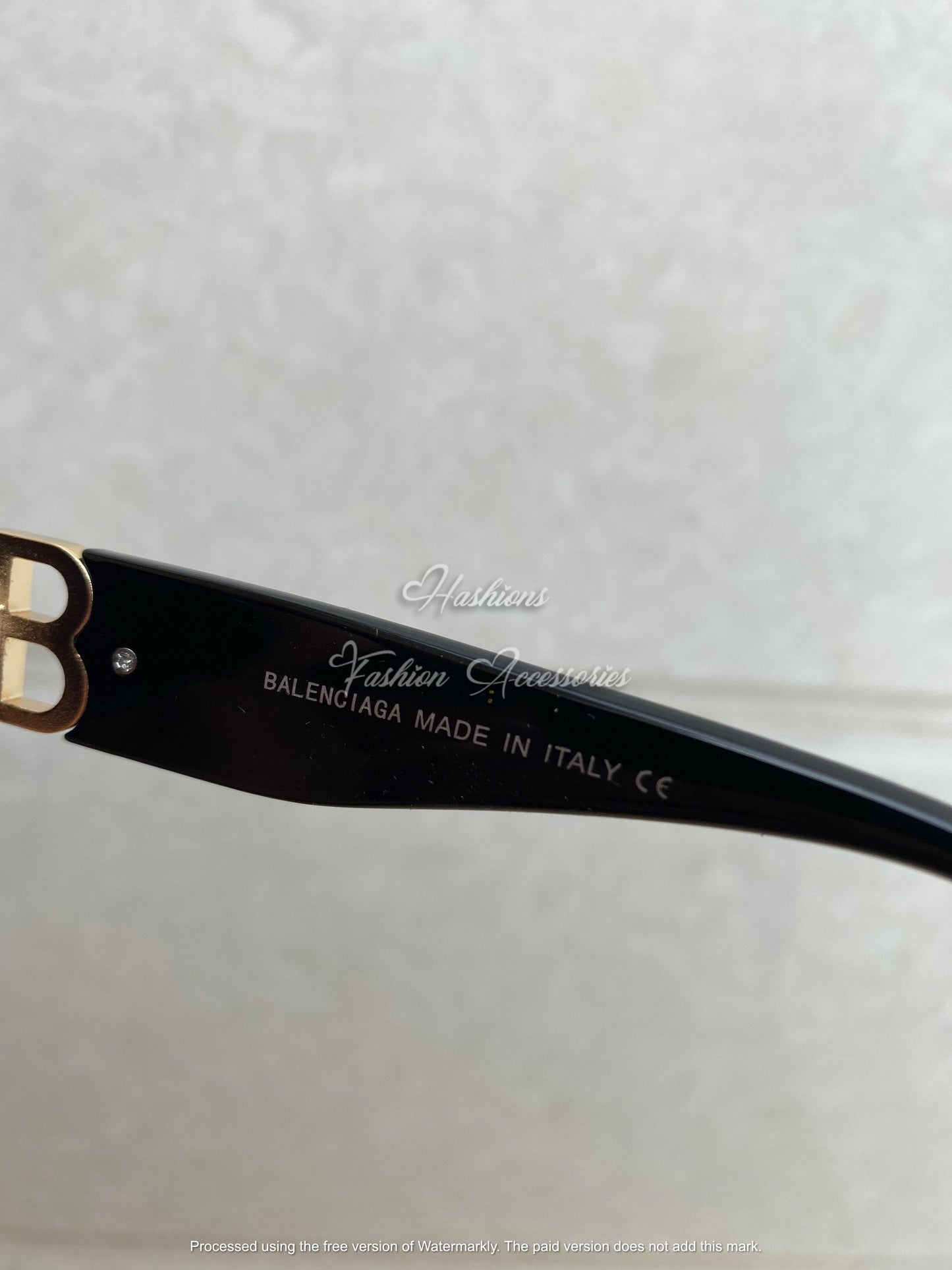 Balenciaga “BB Rectangle” Sunglasses – Glossy Black Frame | Gold-Tone Logo