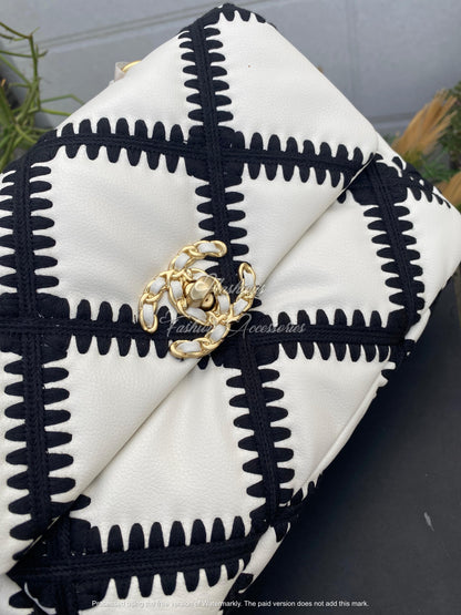 CHAN-EL Flap Bag 19 (Crochet) - White