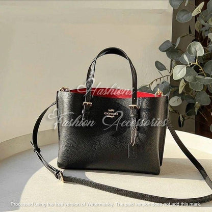 Coach Midnight Black Tote – with Luxe Red Interior