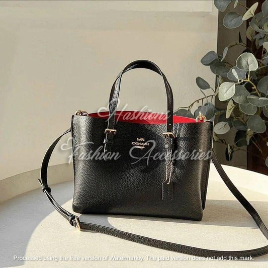Coach Midnight Black Tote – with Luxe Red Interior