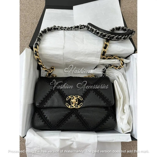 CHAN-EL Flap Bag 19 (Crochet) - Black