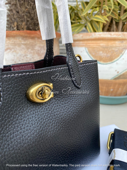 Mini Top-Handle Satchel in Black – Pebble-Texture, Turn-Lock, Detachable Crossbody