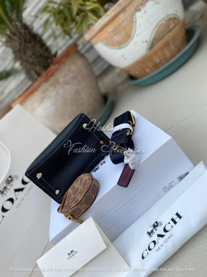 Mini Top-Handle Satchel in Black – Pebble-Texture, Turn-Lock, Detachable Crossbody