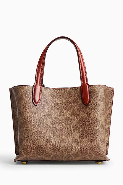 Mini Monogram Top-Handle Satchel – Brown Canvas, Turn-Lock, Detachable Crossbody