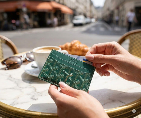 Luxury Style Slim Cardholder Wallet | Coated Canvas & Leather Texture | Minimalist 5-Slot Credit Card Case for Men & Women - Chevron Pattern