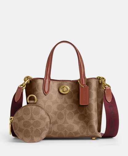 Mini Monogram Top-Handle Satchel – Brown Canvas, Turn-Lock, Detachable Crossbody
