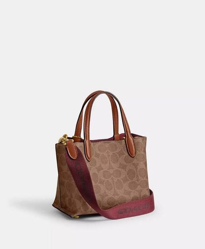 Mini Monogram Top-Handle Satchel – Brown Canvas, Turn-Lock, Detachable Crossbody