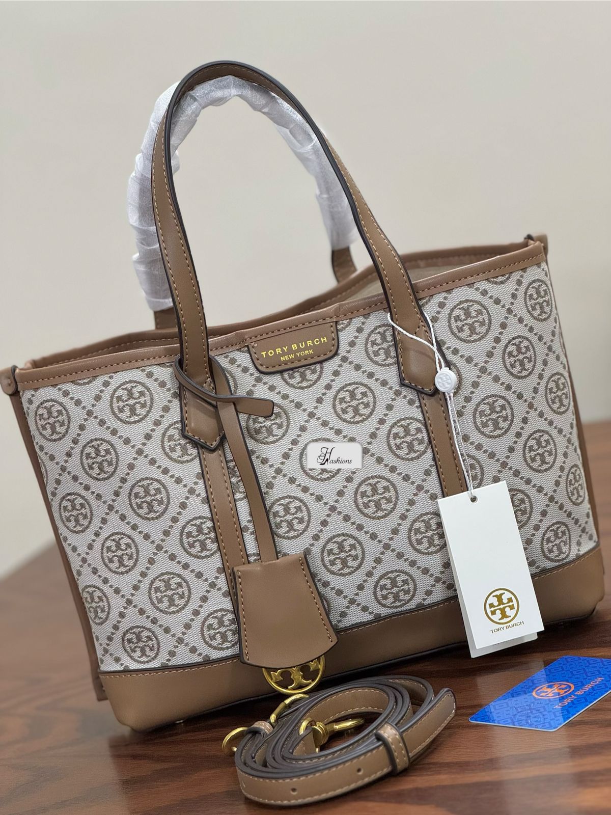 Premium Monogram Jacquard Tote Bag with Vegan Leather Trim – Multi-Functional Everyday Satchel & Shoulder Bag