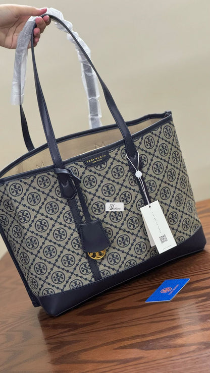 Large Monogram Canvas Tote Bag - Professional Work & Travel Carryall