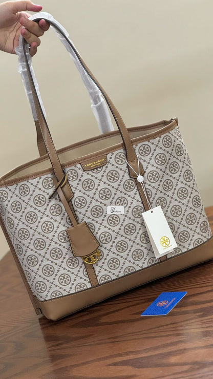 Large Monogram Canvas Tote Bag - Professional Work & Travel Carryall