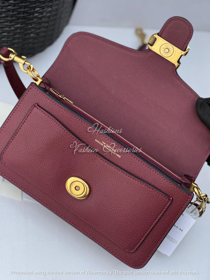 Premium Pebbled Leather Flap Crossbody Bag with Convertible Straps