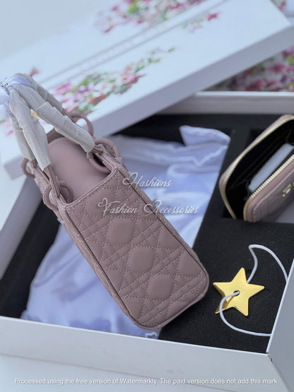 Quilted Matte Mini Handbag with Matching Card Holder