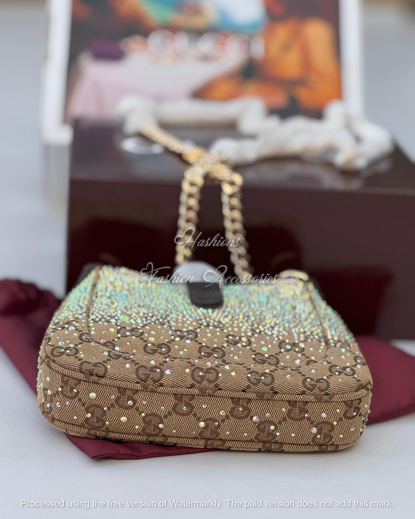 Crystal Monogram Mini Chain Bag