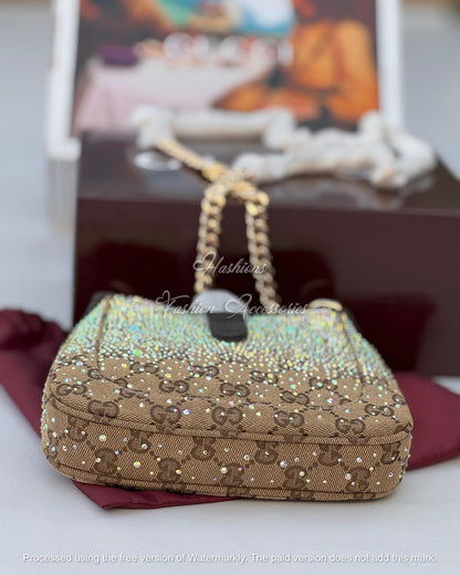 Crystal Monogram Mini Chain Bag