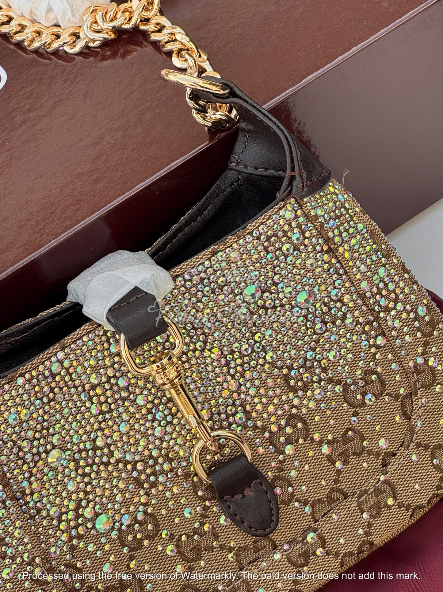 Crystal Monogram Mini Chain Bag