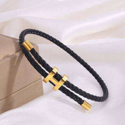 Minimalist H Braided Bracelet
