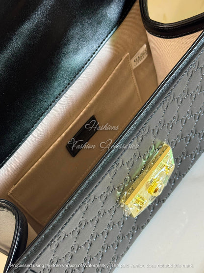 Monogram Embossed Leather Top-Handle Bag