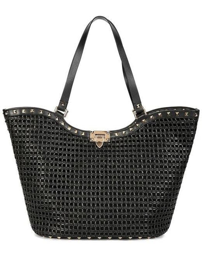 Studded Woven Tote