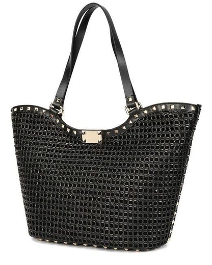 Studded Woven Tote
