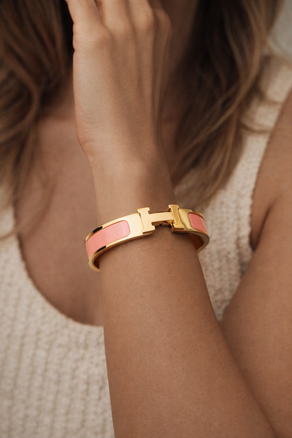 H-Motif Enamel Bangle Bracelet