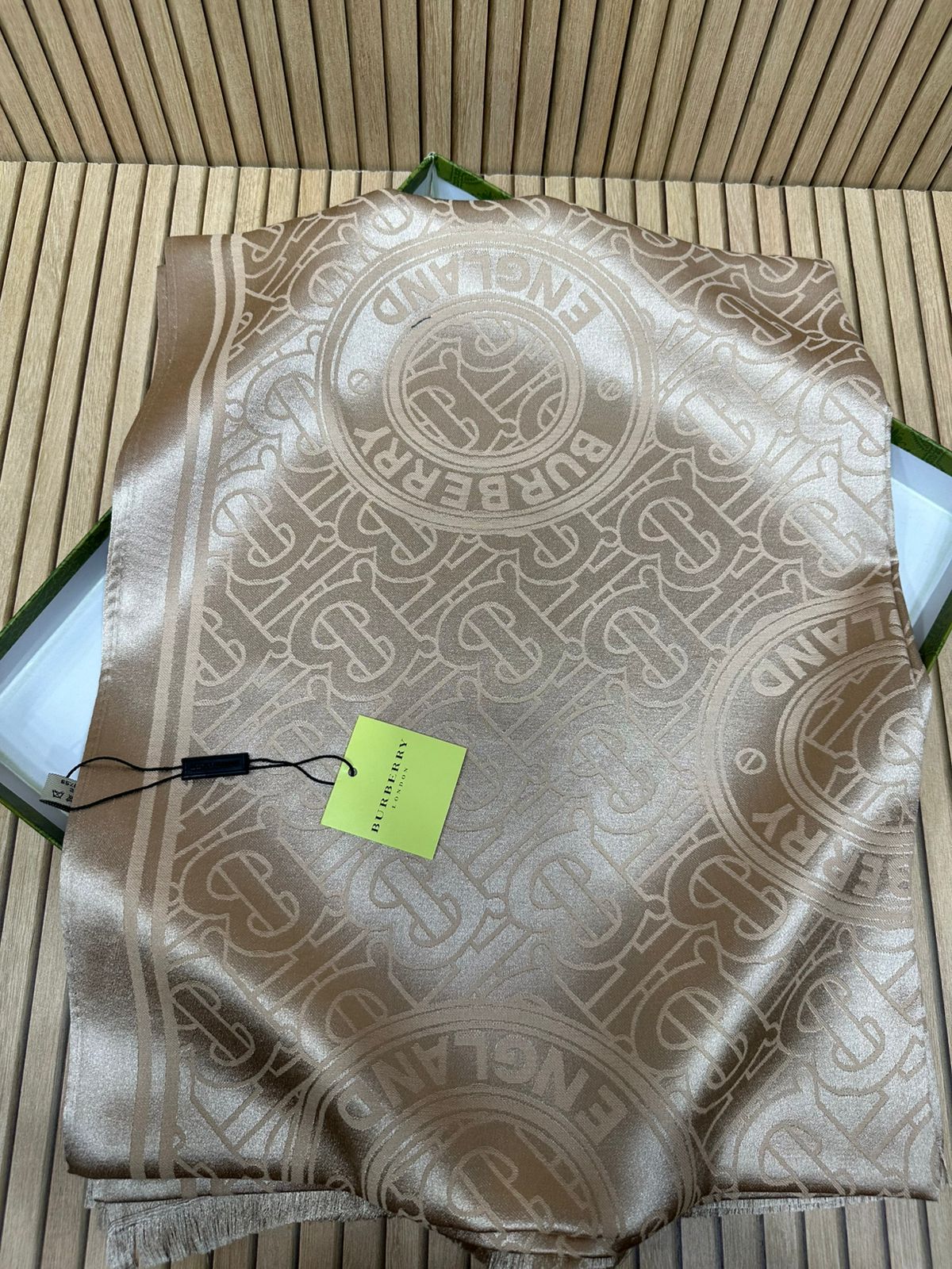 Luxury Satin Silk Scarf for Women – Soft Monogram Style Printed Silk Stole