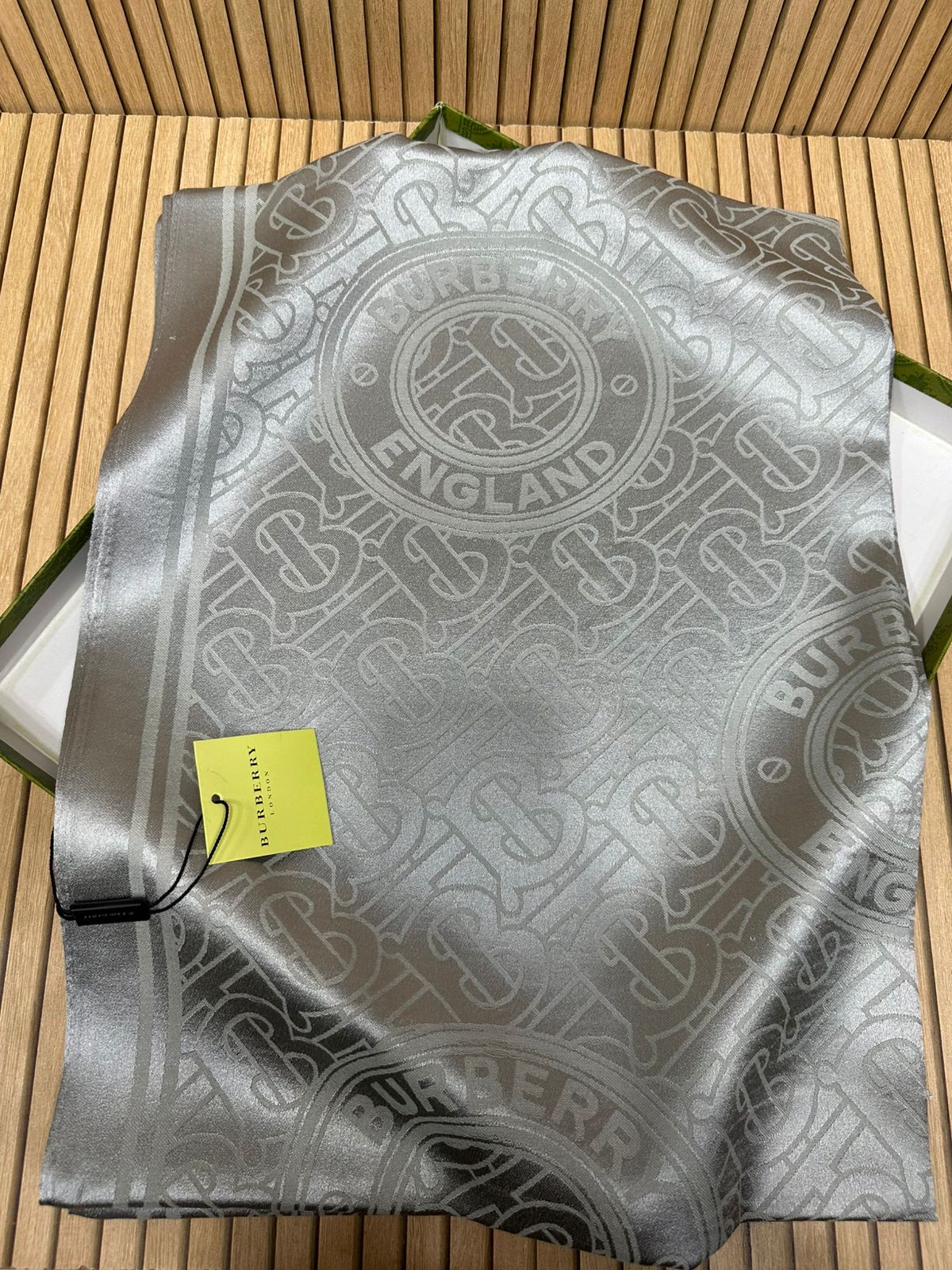 Luxury Satin Silk Scarf for Women – Soft Monogram Style Printed Silk Stole