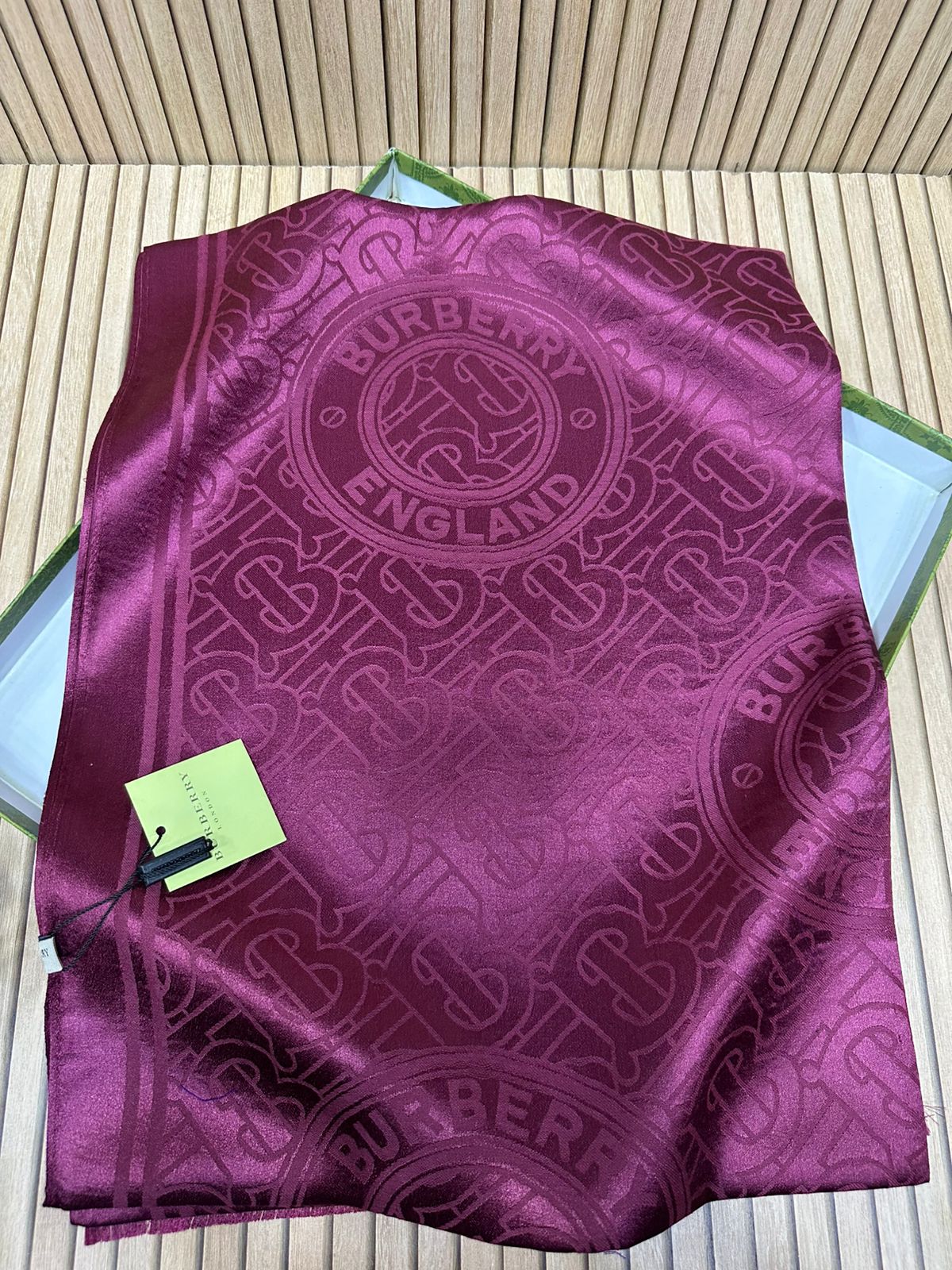 Luxury Satin Silk Scarf for Women – Soft Monogram Style Printed Silk Stole