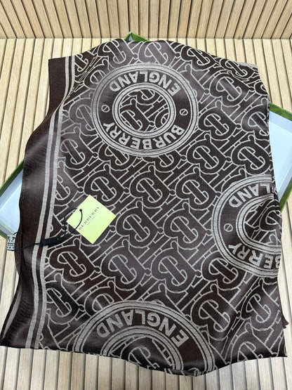 Luxury Satin Silk Scarf for Women – Soft Monogram Style Printed Silk Stole