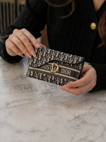 Slim Jacquard Flap Wallet