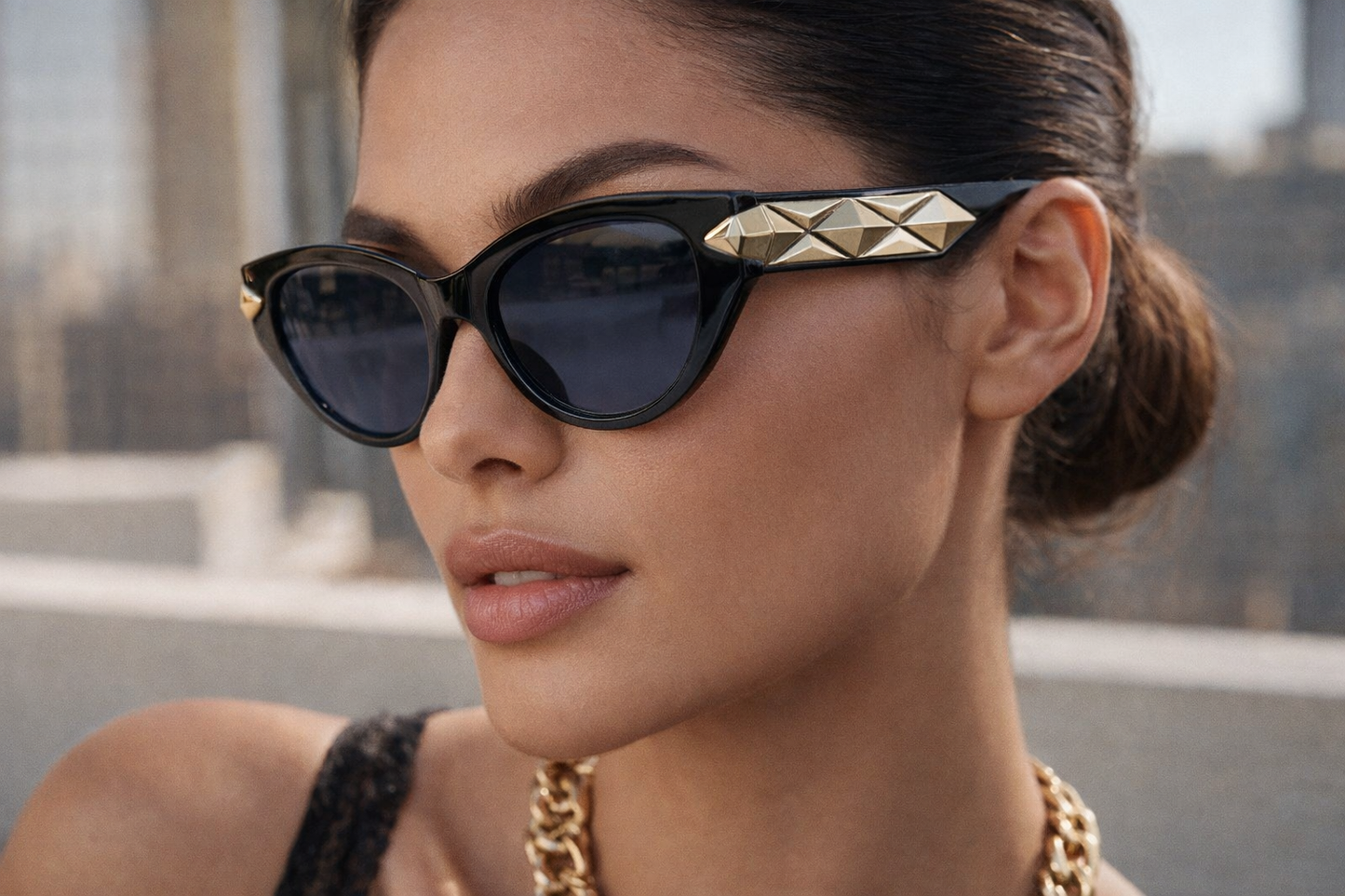 Sleek Oval Cat-Eye Sunglasses