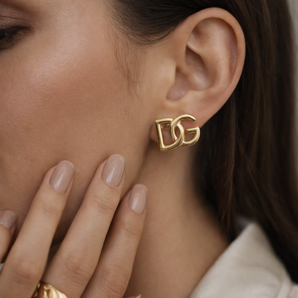 Bold Interlocking Geometric Initial Stud Earrings