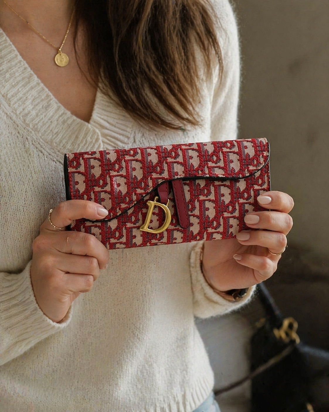 Slim Jacquard Flap Wallet