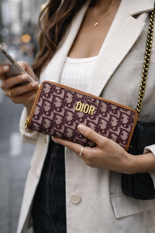 Premium Monogram Jacquard Zip-Around Long Wallet - Multi-Color Slim Clutch