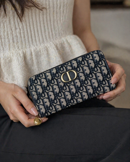 Slim Jacquard Flap Wallet