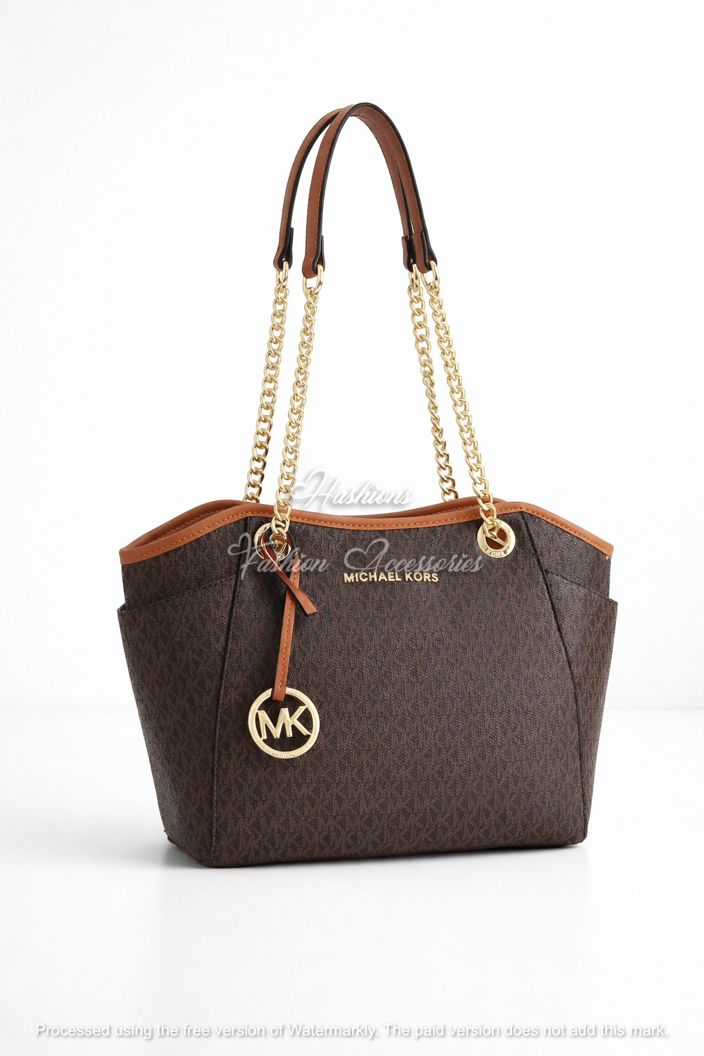 Women’s Signature Monogram Chain Tote – Large Triple Compartment Shoulder Bag