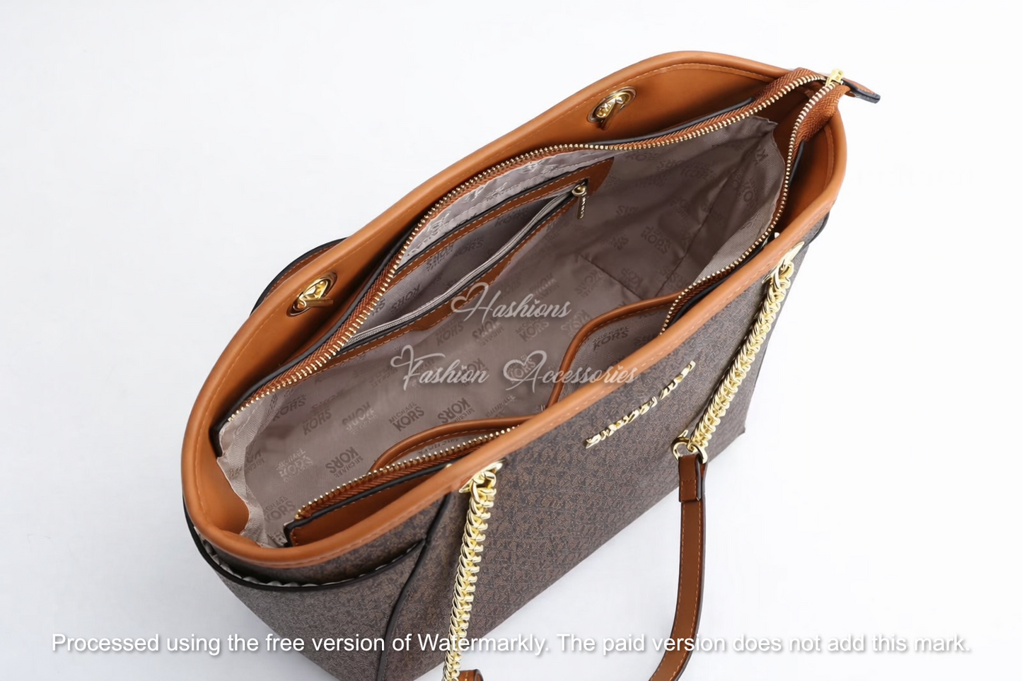 Women’s Signature Monogram Chain Tote – Large Triple Compartment Shoulder Bag