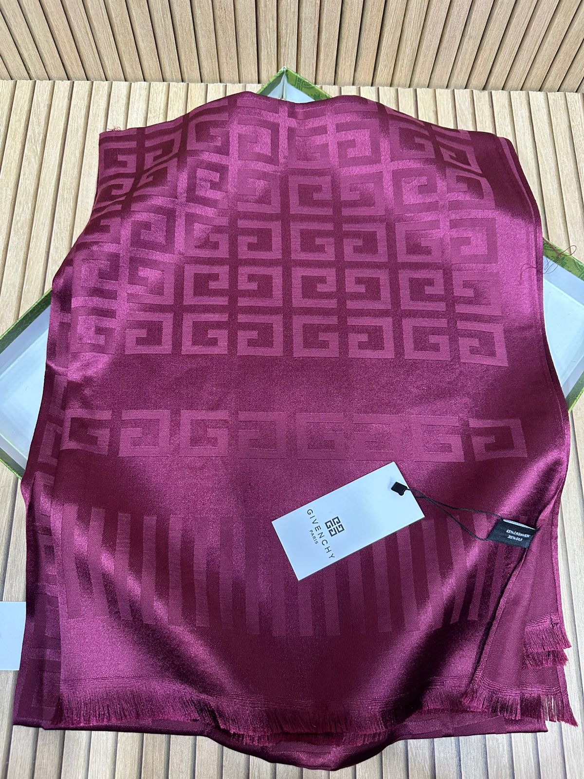 Luxury Satin Silk Scarf for Women – Geometric Monogram Style Printed Silk Stole