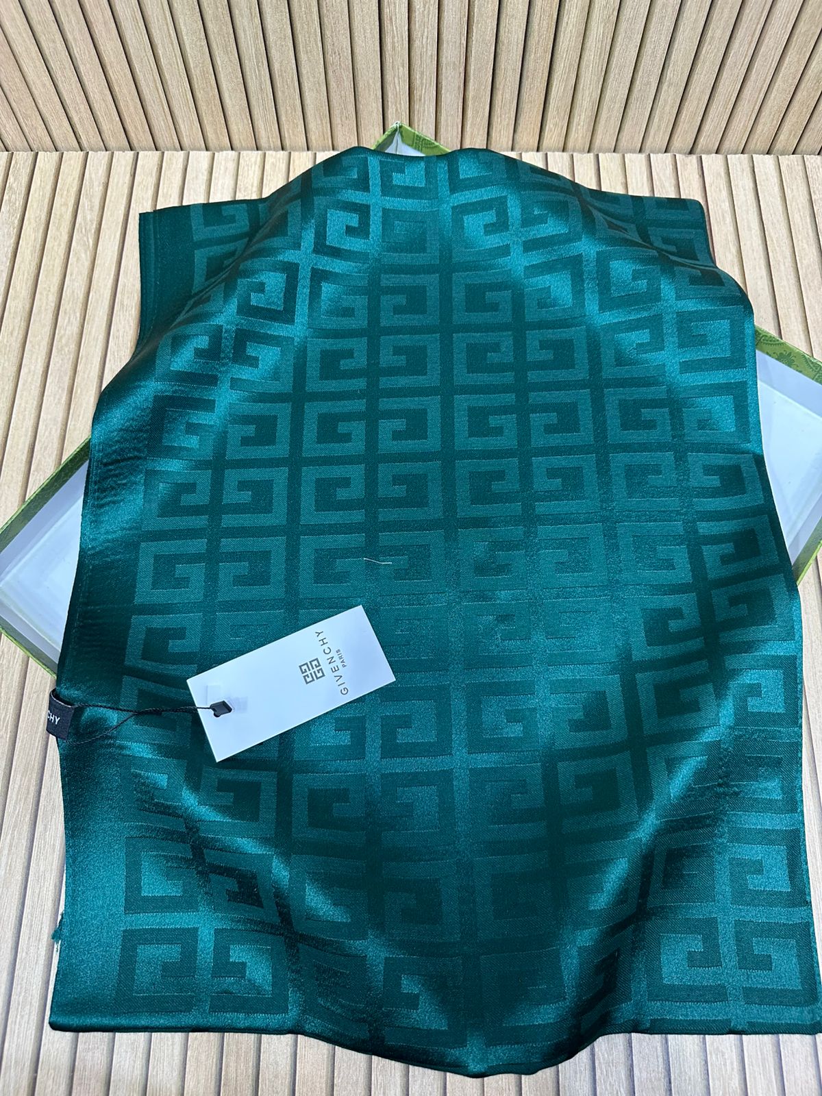 Luxury Satin Silk Scarf for Women – Geometric Monogram Style Printed Silk Stole