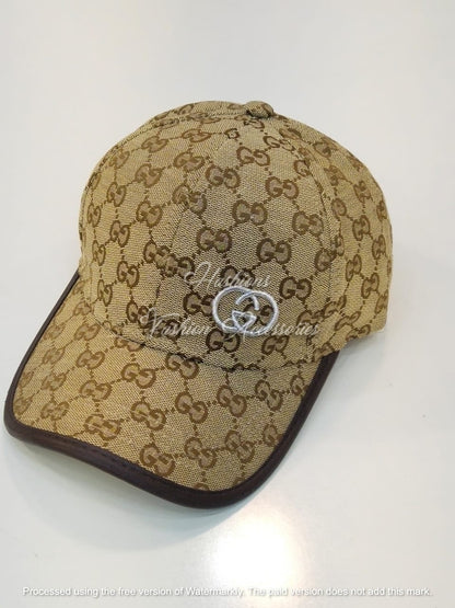 Premium Beige Monogram Baseball Cap – Adjustable Luxury Fashion Hat