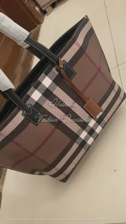 Classic Check Tote Bag – Luxury Large Handbag for Women