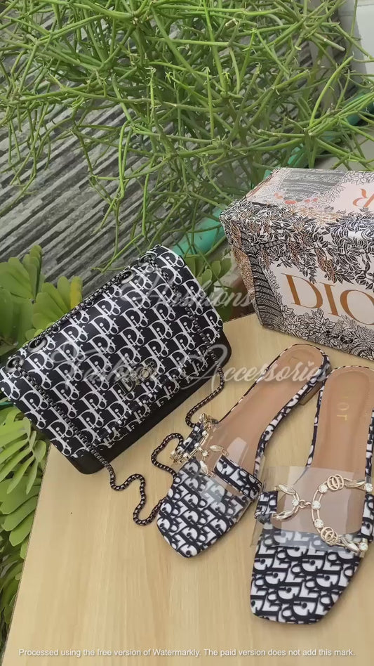 Dior Crystal Oblique – Bag & Slide Combo