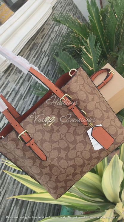 Monogram Leather Tote Bag – Signature Print Shoulder Bag