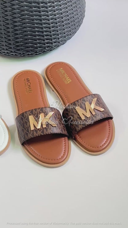 Signature Monogram Chic Slides for Women – Comfort Padded Everyday Flats