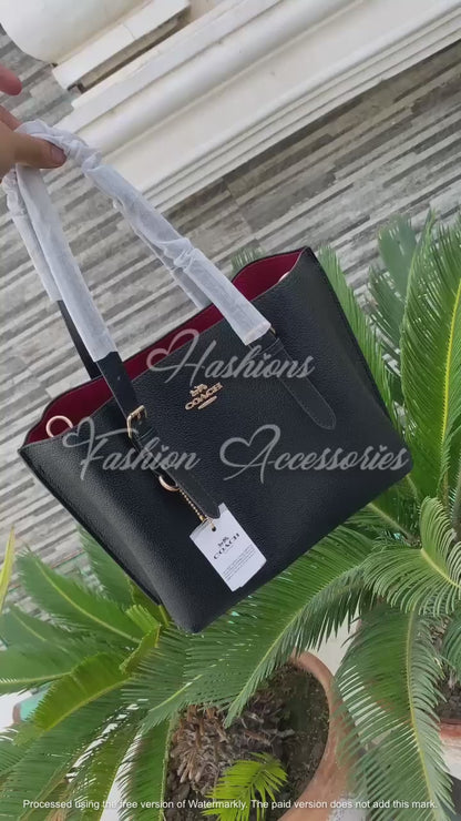 Coach Midnight Black Tote – with Luxe Red Interior