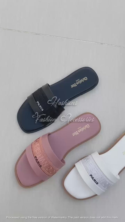 CD Embroidered Flats