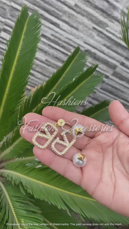 Valentino Pearl & Crystal Drop Earrings