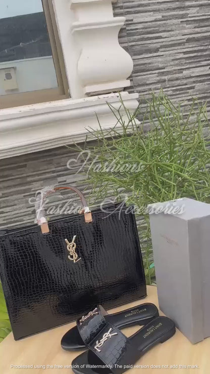 YSL Luxe Croc Combo – Bag & Slides