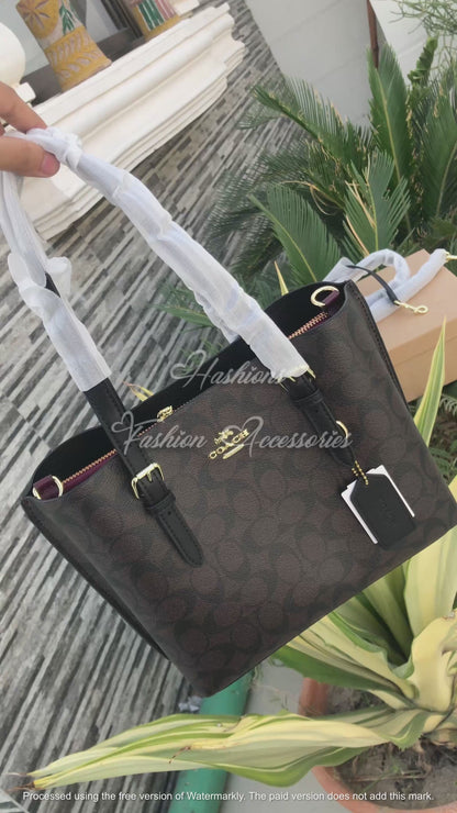 Monogram Leather Tote Bag – Signature Print Shoulder Bag