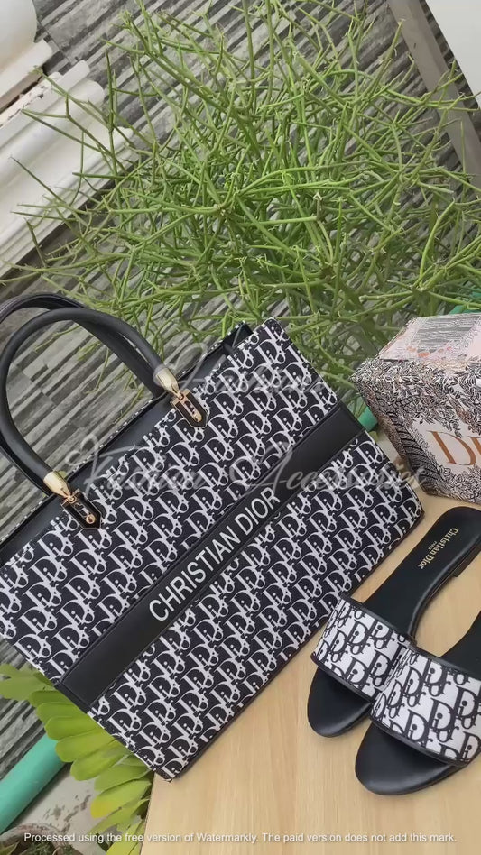 Dior Daywear Set – Shopper Tote & Slides Combo